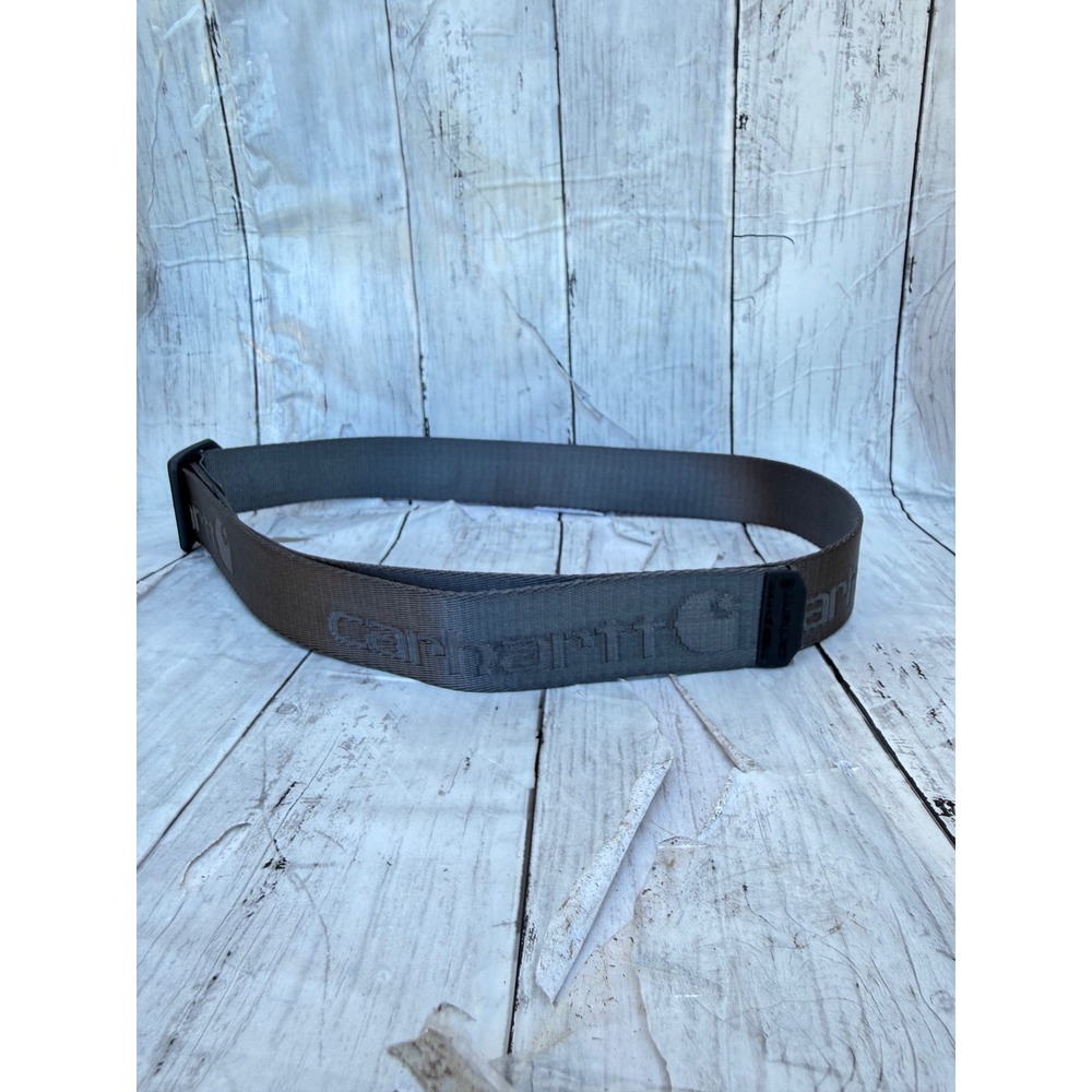 Carhartt Mens Gray Nylon Webbing Belt Jacquard Logo WB5768-M Size Large 38-40